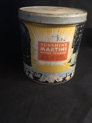 Vintage Sunshine Martini Butter Crackers Tin