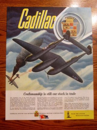 P - 38 Fighter Downs Nazi Plane In Dogfight Wwii Gm Ad