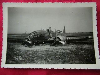 Wwii German Photo Combat Soldiers Crashed Russian Ilyushin Il - 4