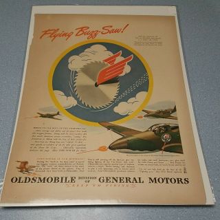 1943 Oldsmobile Wwii Flying Buzz Saw 41st Fighter Squadron U.  S.  Army Ad