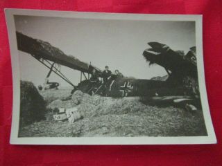 Wwii German Photo Combat Soldiers Crashed Bucker Bu 131d Aircraft