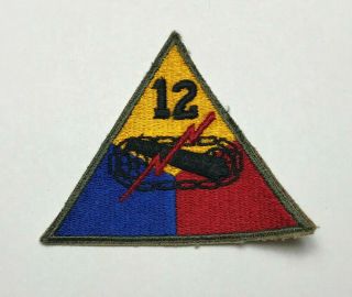 Wwii Ww2 Us Army 12th Armored Division Tank Triangle Unit Patch