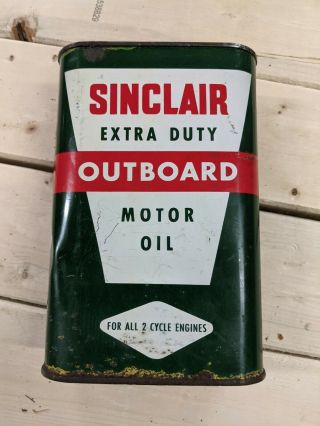 Vintage Sinclair Extra Duty Outboard Quart Motor Oil Can