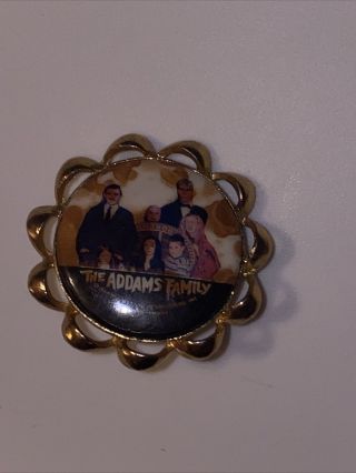 Vintage 1964 The Addams Family Metal Pin Button Jewelry Rare Munsters