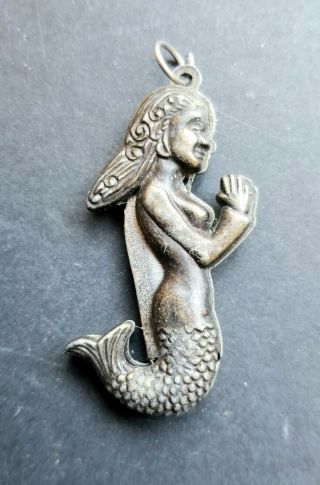 Vintage Metal Mermaid Small Pocket Knife - - 2 " Tall.  Loop For Hanging