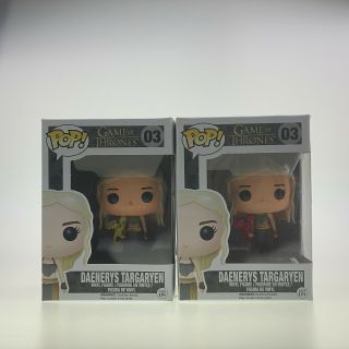 Rare Funko Game Of Thrones Daenerys Set W/ Red And Gold Dragons,  Surprise Pop