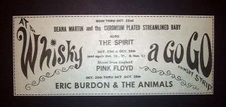 Pink Floyd,  First Us Tour,  Whisky A Go Go 1967 Small Poster Type Concert Ad
