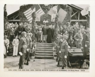 1945 Wwii Us Army Lido Road China Photo Kumming,  Gen Yun & Gen Cheves Review