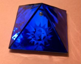 Kheops Celestial Blue Glass Etched Sun Moon Pyramid Wishing Box Mirror Floor 2