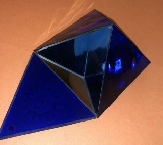 Kheops Celestial Blue Glass Etched Sun Moon Pyramid Wishing Box Mirror Floor 3
