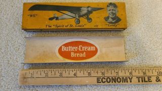 Vintage Wallace Pencil Co.  Tin Pencil Box Butter Cream Bread Spirit Of St.  Louis