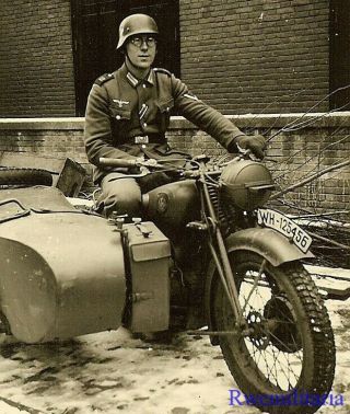 Best Wehrmacht Kradmelder On Nsu Motorcycle (wh - 125456) ; Rotterdam,  Holland
