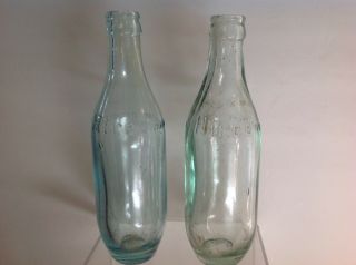 Two Vintage Hires Root Beer Bowling Pin Type Bottles Circa 1900