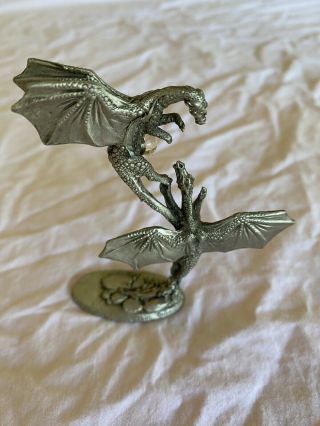 1988 Gallo Pewter Dragons Fighting Over a Crystal Ball Figurine by J.  Guthrie 2