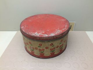 Vintage Ffv Home Flowered Cookie Tin,  Southern Biscuit Company,  Richmond Va