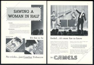 1933 Magician Magic Trick Explained Sawing A Woman In Half Camel Cigarettes Ad