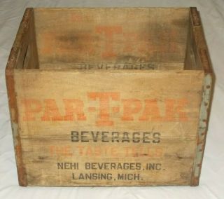 Vintage Nehi Par - T - Pak Wood Box Crate Nehi Beverages Lansing,  Mich Wooden