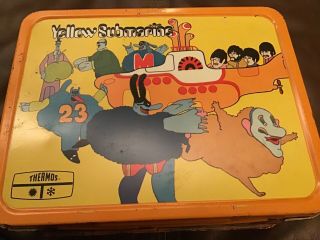 Vintage Beatles 1968 Yellow Submarine King - Seely Thermos Co Metal Lunch Box