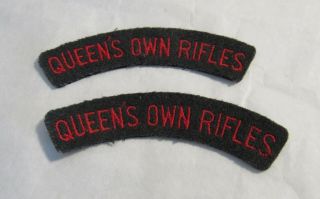 Wwii Canada Queens Own Rifles Shoulder Titles Badges Military Insignias Old