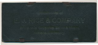 1907 E J Rice General Merchandise Oronoco Minnesota Magic Trick Check Holder