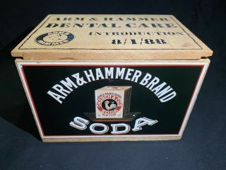 Vintage Miniature Arm And Hammer Baking Soda Wooden Crate Box & Advertising