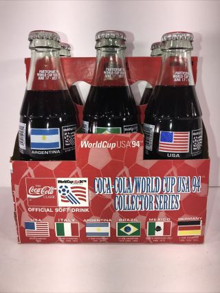 6 - Pack Coca Cola Bottles With Cardboard - 1994 World Cup Countries