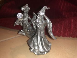 Gallo Pewter Dragon With Color - Changing Crystal Ball - Vintage