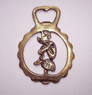 Vintage Brass Lucky Cornish Lands End Pixie Wall Hanging