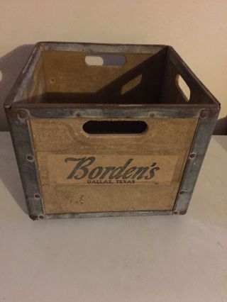 Vintage Borden’s Milk Crate Erie Fiberglass Glavanized Metal Trim Dallas Texas