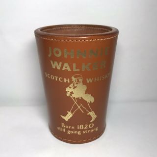 Vintage Johnny Walker Scotch Whisky Dice Shaker Cup Made In England W/ Real Hide