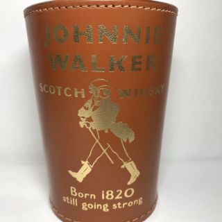 Vintage Johnny Walker Scotch Whisky Dice Shaker Cup Made in England w/ Real Hide 2
