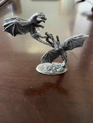 1988 Gallo Pewter Dragons Fighting Over a Crystal Ball Figurine by J.  Guthrie 2