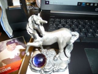 Pewter Unicorn Horse With Crystal Ball