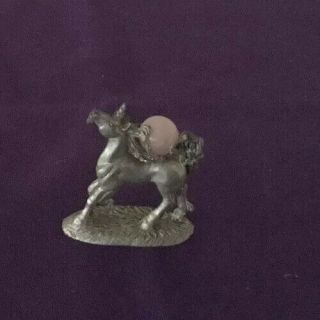Pewter Unicorn With Pink Crystal Ball