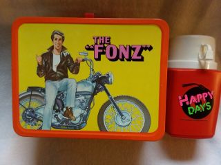 Vintage 1976 Happy Days Fonzie Metal Lunch Box & Thermos Nr.