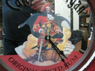 Vintage Captain Morgan Mirrored Ship Wheel Clock 2