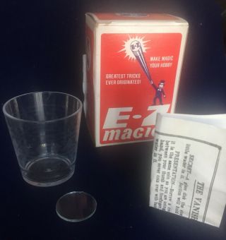 Vintage E - Z Magic Trick Vanishing Quarter Glass Gimmick Box & Instructions