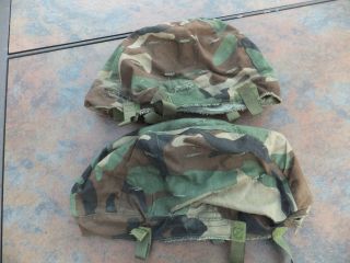 2 Vintage Military Cloth Camo Helmet Covers - Ground Troops Parachutists