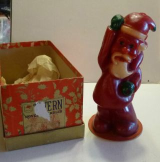Vintage Socony Vacuum Oil Company Mobil Santa Claus Candle,  Box,  Tavern