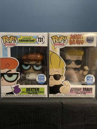 Funko Pop Johnny Bravo And Dexter’s Laboratory Shop Exclusives W/ Protectors