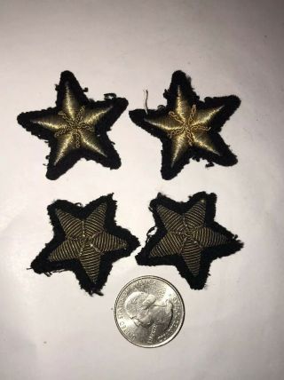Wwii Vintage Us Military Army Black & Gold Embroidered Stars (set Of 4) Freeship