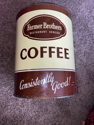 Farmer Brothers Restaurant Service Coffee Can Vintage Canister Tin