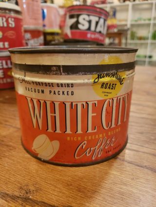 White City Coffee Keywind Tin Can 1 Lb One Pound Samuel Kunin & Sons Chicago Il