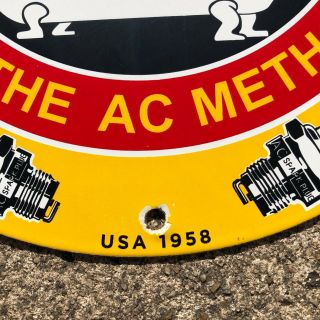 Vintage Porcelain AC Spark Plugs Gas Oil Gasoline Pump Plate Sign 2
