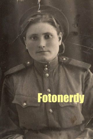 Women In Uniform Wwii Soviet Ussr Red Army Soldier Woman (small Size Photo) K3