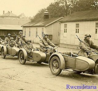 Best Wehrmacht Kradschützen Truppe Lined Up W/ Motorcycles Ready To Move