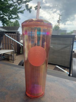 ♡✨☕️nwt Starbucks 2021 Limited Edition Rose Gold Grid Pink Tumbler Cup♡✨☕️