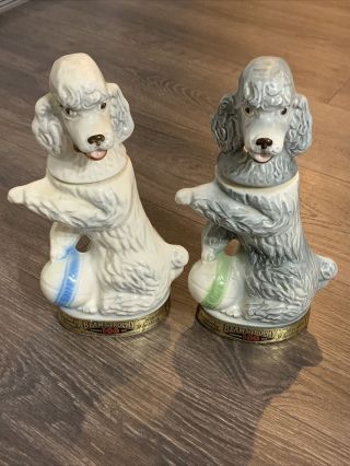 Jim Beam Penny Poodle White And Gray Whiskey Bottle Decanters 1970’s Empty