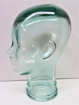 Glass Mannequin Human Head Clear Hat Wig Modeling Display Stand - Halloween Euc