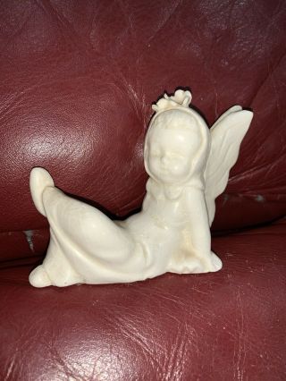 Vtg White China Porcelain Baby Fairy W/ Butterfly Wings Figurine